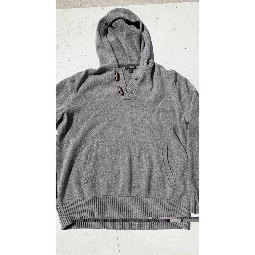 Men's Banana Republic Sweater Gray Solid 2XL Toggle Professor Fisherman Cardigan